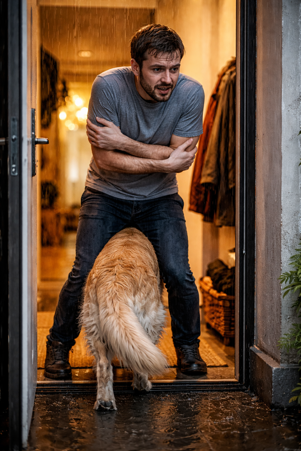 Doggylike bei Regen besser Jacke an und Hundemantel